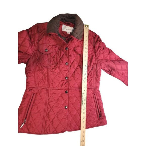 Weatherproof Quilted Red Jacket Coat Size Small S Zipper Pockets - Picture 4 of 5